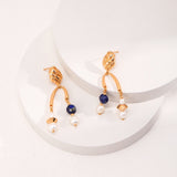 Libra Lapis Lazuli Pearl Drop Earrings