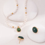 Green Grace Agate & Pearls Necklace