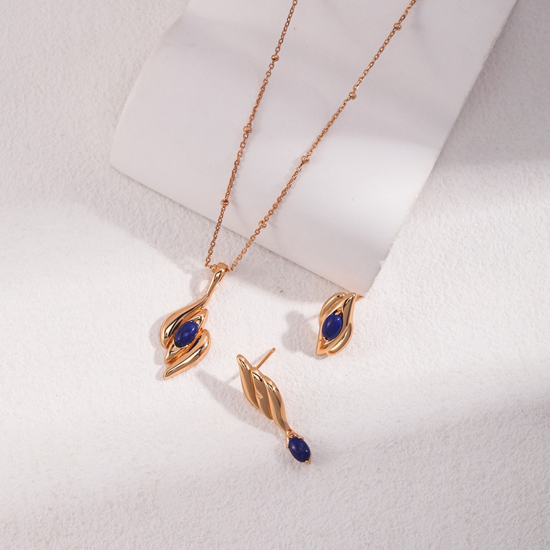 Peacock's Eye Lapis Lazuli Necklace & Drop Earrings