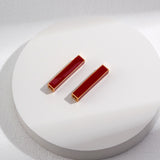 Cubic Red Oil-drip Glaze & Zirconia Earrings