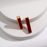 Cubic Red Oil-drip Glaze & Zirconia Earrings