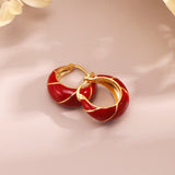 Bliss Red Oil-drip Glaze Hoop Earrings