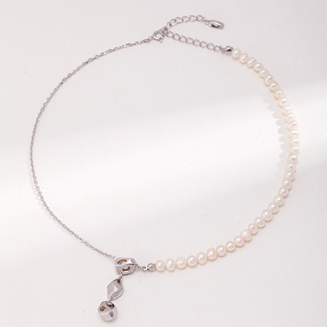 Duo Natural Pearl & Sterling Silver Necklace