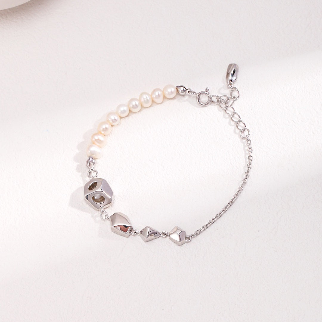 Duo Natural Pearl & Sterling Silver Bracelet