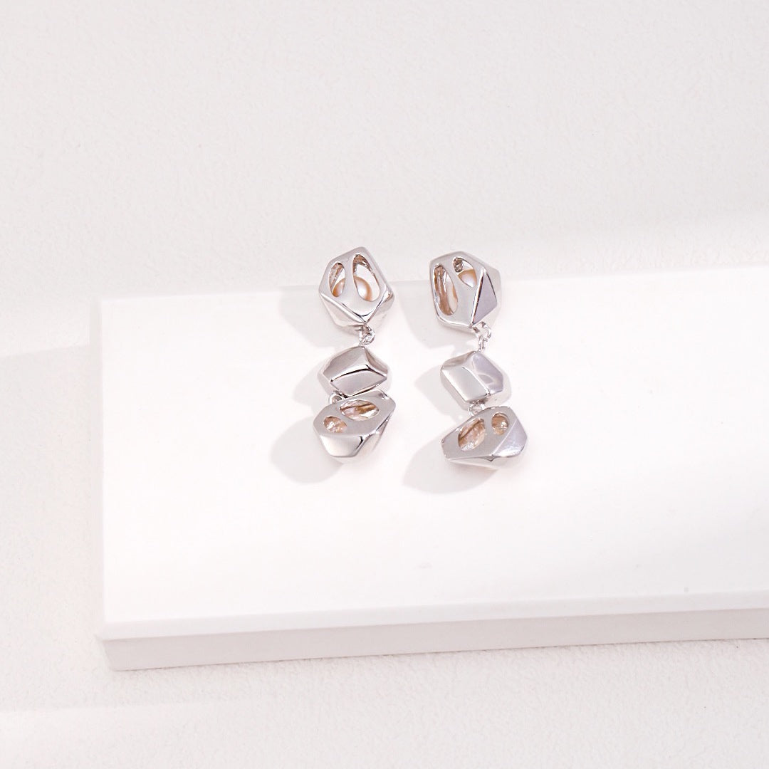 Duo Natural Pearl & Sterling Silver Earrings