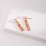 Cylindrical Natural Pearl & Sterling Silver Earrings