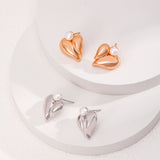 Heart Natural Pearl Stud Earrings