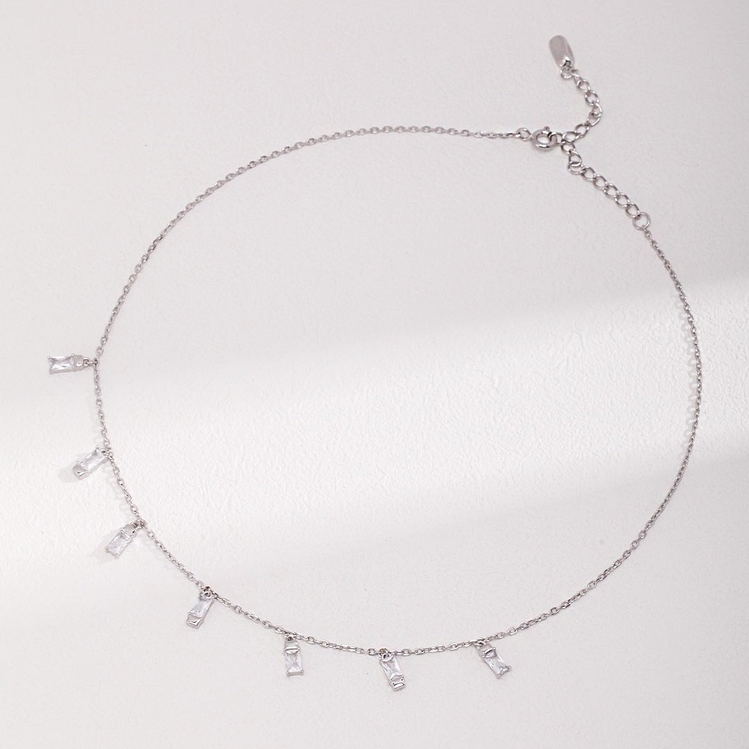 Brilliant Sterling Silver Cubic Necklace