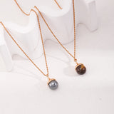 Amber Tiger Eye & Shell Pearl Necklace
